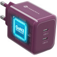 Ładowarka sieciowa Forcell F-Energy GaN III VT-60 60W PD QC 4.0+ 2x USB-C burgundowa + kabel USB-C