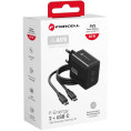 Ładowarka sieciowa Forcell F-Energy GaN III VT-60 60W PD QC 4.0+ 2x USB-C czarna + kabel USB-C
