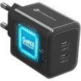Ładowarka sieciowa Forcell F-Energy GaN III VT-60 60W PD QC 4.0+ 2x USB-C czarna + kabel USB-C