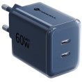 Ładowarka sieciowa Forcell F-Energy GaN III VT-60 60W PD QC 4.0+ 2x USB-C granatowa + kabel USB-C