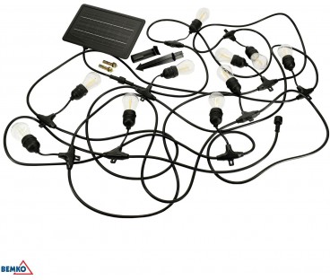SOLARNA GIRLANDA OGRODOWA LED BEMKO SOLBEE 3W 3000K 10SZT 10M IP65 CZARNA C83-SOB-003BL-3K