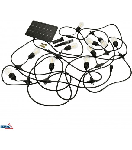 SOLARNA GIRLANDA OGRODOWA LED BEMKO SOLBEE 3W 3000K 10SZT 10M IP65 CZARNA C83-SOB-003BL-3K