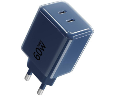 Ładowarka sieciowa Forcell F-Energy GaN III VT-60 60W PD QC 4.0+ 2x USB-C granatowa + kabel USB-C