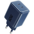 Ładowarka sieciowa Forcell F-Energy GaN III VT-60 60W PD QC 4.0+ 2x USB-C granatowa + kabel USB-C