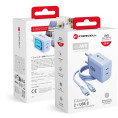 Ładowarka sieciowa Forcell F-Energy GaN III VT-60 60W PD QC 4.0+ 2x USB-C niebieska + kabel USB-C