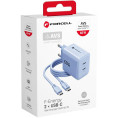 Ładowarka sieciowa Forcell F-Energy GaN III VT-60 60W PD QC 4.0+ 2x USB-C niebieska + kabel USB-C
