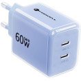 Ładowarka sieciowa Forcell F-Energy GaN III VT-60 60W PD QC 4.0+ 2x USB-C niebieska + kabel USB-C