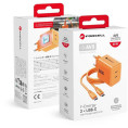 Ładowarka sieciowa Forcell F-Energy GaN III VT-60 60W PD QC 4.0+ 2x USB-C pomarańczowa + kabel USB-C