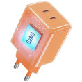 Ładowarka sieciowa Forcell F-Energy GaN III VT-60 60W PD QC 4.0+ 2x USB-C pomarańczowa + kabel USB-C