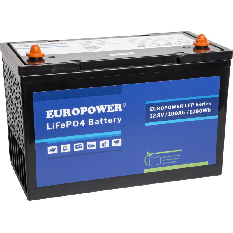 Akumulator LiFePO4 EUROPOWER serii LFP 12,8V 100Ah Bluetooth (Żywotność ~2000 cykli)