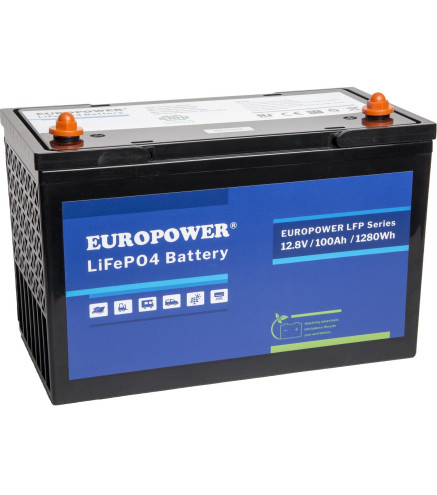Akumulator LiFePO4 EUROPOWER serii LFP 12,8V 100Ah Bluetooth (Żywotność ~2000 cykli)