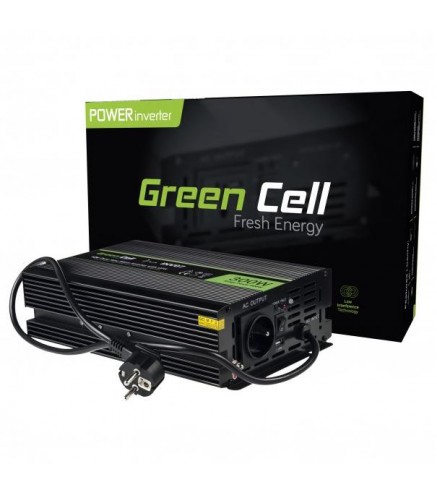PRZETWORNICA NAPIĘCIA INWERTER Green Cell 12V / 230V 300W/600W CZYSTA SINUSOIDA INV07