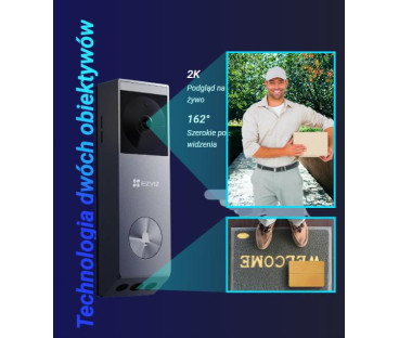 Wideodomofon Ezviz EP3x (3MP+2MP) zasilany bateriami z panelem słonecznym