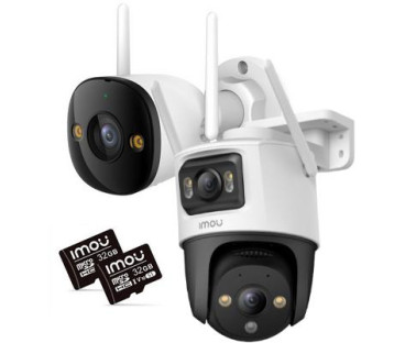 Zestaw 2 kamer IP Imou bullet 3 5MP i Cruiser Dual 10MP z kartami pamięci 32GB