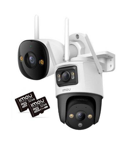 Zestaw 2 kamer IP Imou bullet 3 5MP i Cruiser Dual 10MP z kartami pamięci 32GB