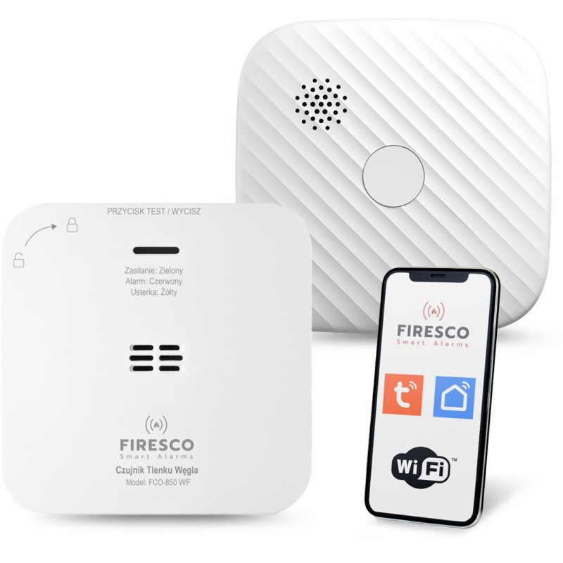 Zestaw czujników FIRESCO czujnik czadu + dymu z WiFi