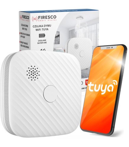 Czujnik dymu Firesco ZR153SW CB z WiFi aplikacja Tuya