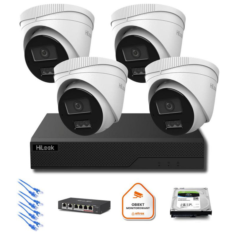 Zestaw monitoringu IP Hilook 4x IPC-T280HA-LU 8MP Smart-hybrid Light