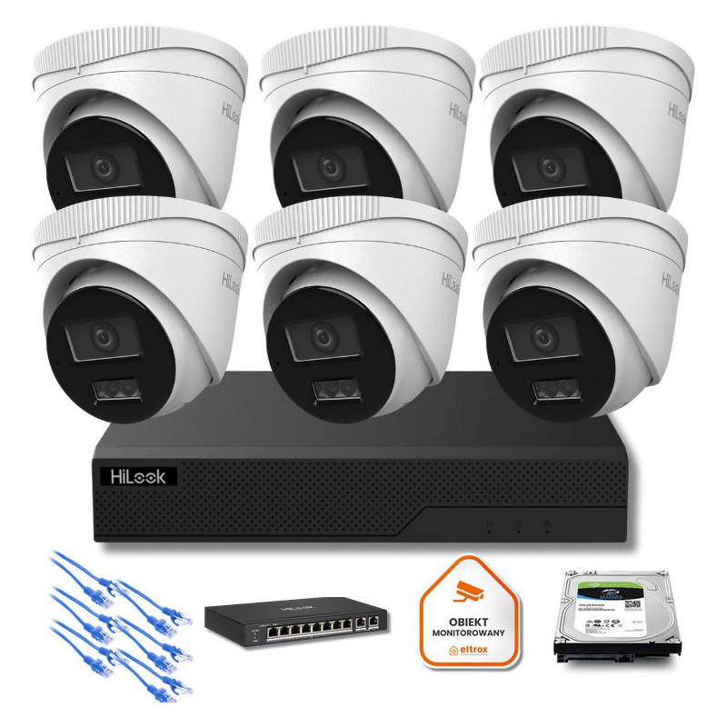 Zestaw monitoringu IP Hilook 6x IPC-T280HA-LU 8MP Smart-hybrid Light