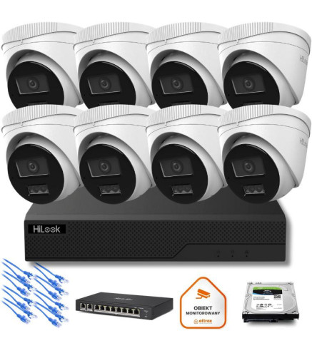 Zestaw monitoringu IP Hilook 8x IPC-T280HA-LU 8MP Smart-hybrid Light