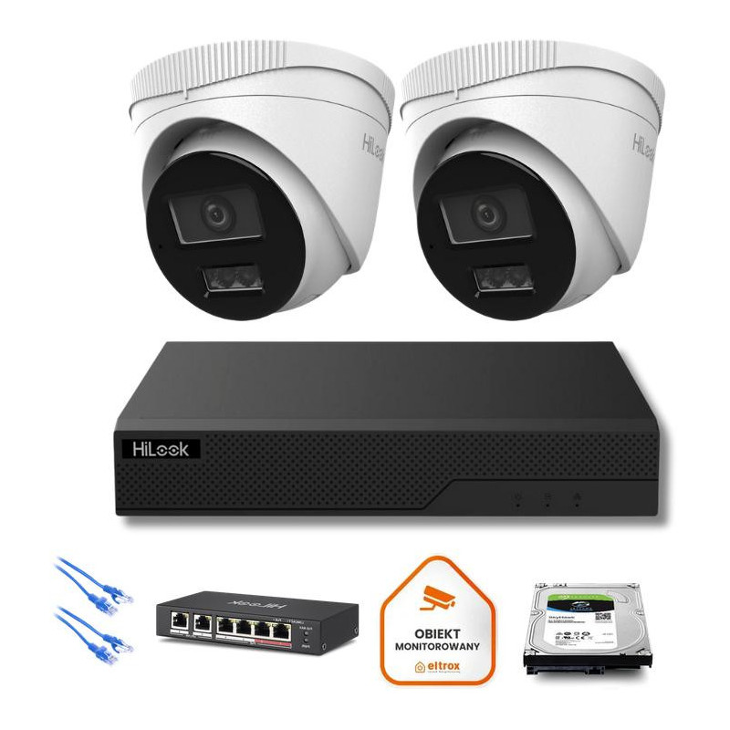 Zestaw monitoringu IP Hilook 2x kamera IPC-T260HA-LU 6MP Smart-hybrid Light