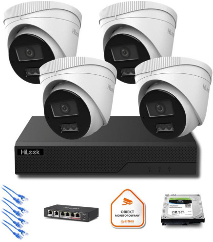 Zestaw monitoringu IP Hilook 4x kamera IPC-T260HA-LU 6MP Smart-hybrid Light