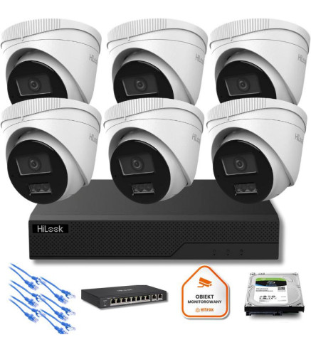 Zestaw monitoringu IP Hilook 6x kamer IPC-T260HA-LU 6MP Smart-hybrid Light