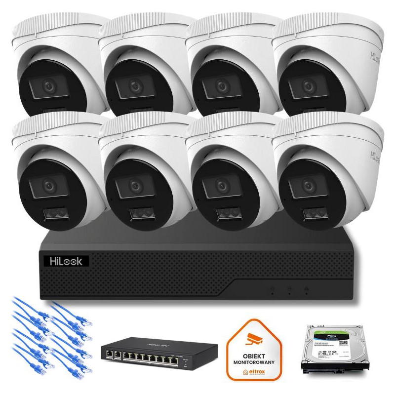 Zestaw monitoringu IP Hilook 8x kamer IPC-T260HA-LU 6MP Smart-hybrid Light