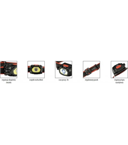 WIELOFUNKCYJNA LATARKA CZOŁOWA LED BEMKO AKUMULATOROWA 6500K 1200mAh IP44