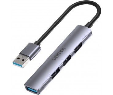 Unitek Hub USB-A 1*USB-A 5 Gbps, 3*USB-A 2.0 alu