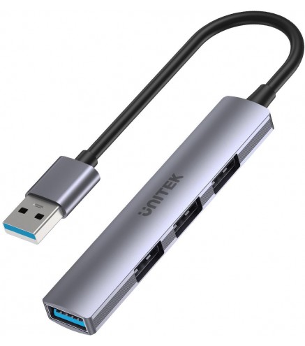 Unitek Hub USB-A 1*USB-A 5 Gbps, 3*USB-A 2.0 alu
