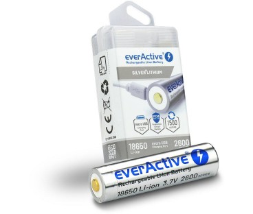 Akumulator 18650 Li-Ion 3,7V everActive 2600mAh (1 szt.) micro-USB z zabezpieczeniem
