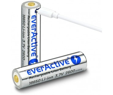 Akumulator 18650 Li-Ion 3,7V everActive 2600mAh (1 szt.) micro-USB z zabezpieczeniem