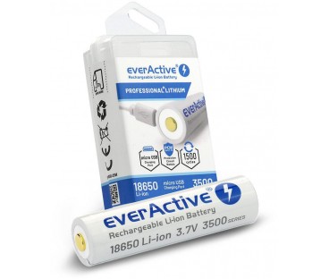 Akumulator 18650 Li-Ion 3,7V everActive 3500mAh (1 szt.) micro-USB z zabezpieczeniem