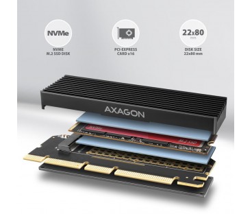 Adapter Axagon PCEM2-XS PCIe x16, M.2 NVMe, chłodnica