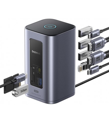 Stacja dokująca HUB Baseus NU1 Air Spacemate 12w1 USB-C / 2x HDMI 2x USB-C 2x USB-A RJ45 SD microSD