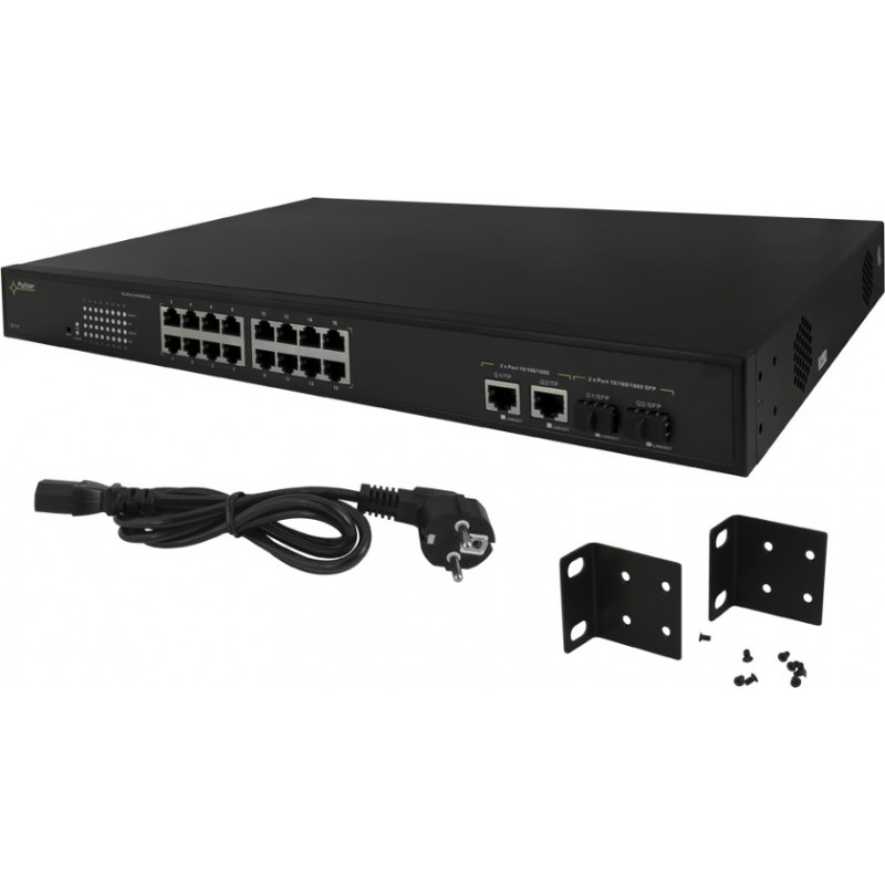 SWITCH POE PULSAR SF116 16-PORTÓW (16xPoE + 2xUPLINK/2xSFP UPLINK)