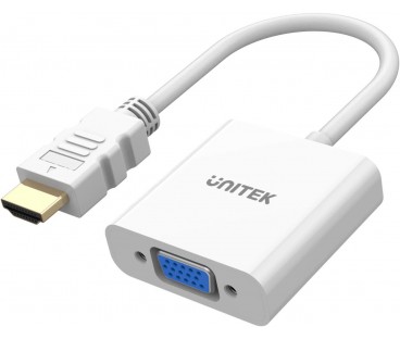 Unitek Adapter HDMI na VGA, FullHD 60Hz, biały