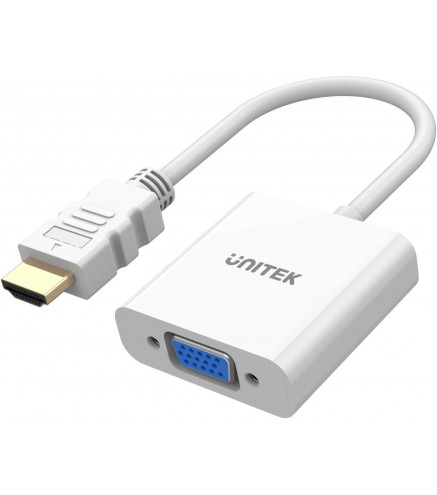 Unitek Adapter HDMI na VGA, FullHD 60Hz, biały