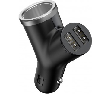 Baseus Y Type Car Charger ładowarka samochodowa 2x USB + gniazdo zapalniczki 3.4A czarny CCALL-YX01