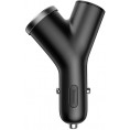 Baseus Y Type Car Charger ładowarka samochodowa 2x USB + gniazdo zapalniczki 3.4A czarny CCALL-YX01