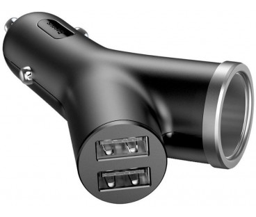 Baseus Y Type Car Charger ładowarka samochodowa 2x USB + gniazdo zapalniczki 3.4A czarny CCALL-YX01