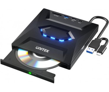 Unitek Nagrywarka zewnętrzna DVD/CD, Hub USB 5Gbps, czytnik kart SD T1037A01