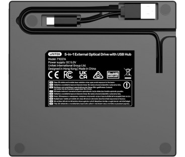 Unitek Nagrywarka zewnętrzna DVD/CD, Hub USB 5Gbps, czytnik kart SD T1037A01