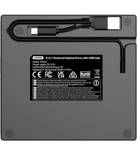 Unitek Nagrywarka zewnętrzna DVD/CD, Hub USB 5Gbps, czytnik kart SD T1037A01