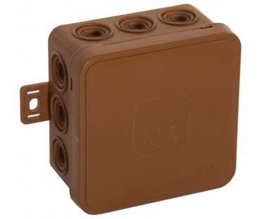 Puszka natynkowa pusta 12 wlotów VIPLAST V5 klik BRĄZOWA IP54 75x75x41mm 035-02