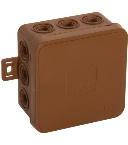 Puszka natynkowa pusta 12 wlotów VIPLAST V5 klik BRĄZOWA IP54 75x75x41mm 035-02