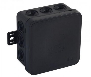 Puszka natynkowa pusta 12 wlotów VIPLAST V5 klik CZARNA IP54 75x75x41mm 035-05