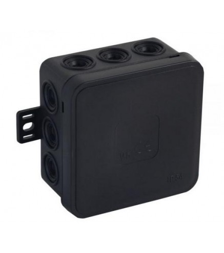 Puszka natynkowa pusta 12 wlotów VIPLAST V5 klik CZARNA IP54 75x75x41mm 035-05