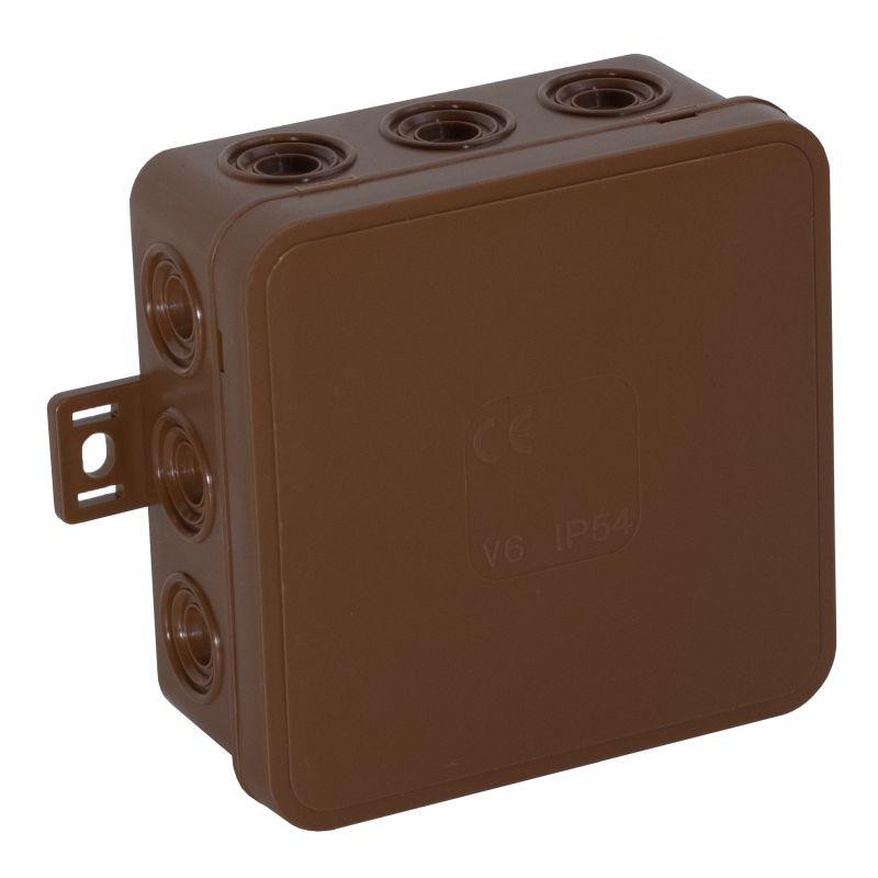 Puszka natynkowa pusta 12 wlotów VIPLAST V6 klik BRĄZOWA IP54 85x85x41mm 036-02